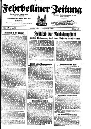 Fehrbelliner Zeitung vom 17.09.1937