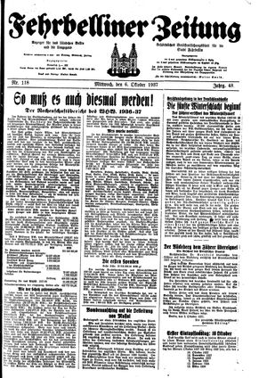 Fehrbelliner Zeitung vom 06.10.1937