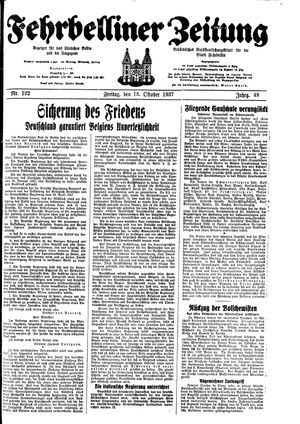 Fehrbelliner Zeitung vom 15.10.1937