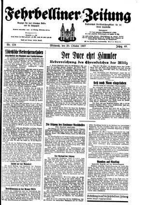 Fehrbelliner Zeitung vom 20.10.1937