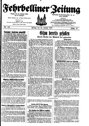 Fehrbelliner Zeitung vom 22.10.1937