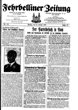 Fehrbelliner Zeitung vom 25.10.1937
