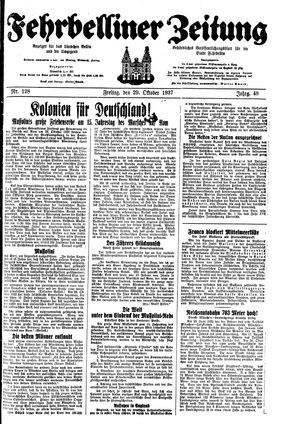 Fehrbelliner Zeitung vom 29.10.1937