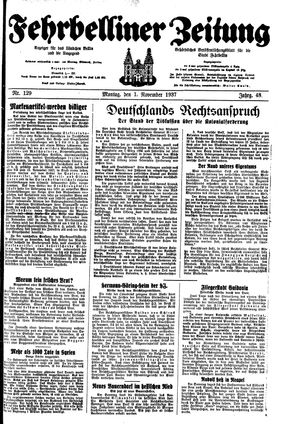 Fehrbelliner Zeitung vom 01.11.1937
