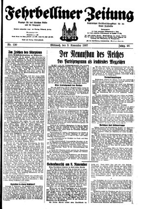 Fehrbelliner Zeitung vom 03.11.1937
