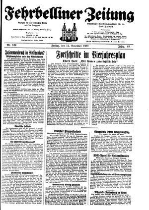 Fehrbelliner Zeitung vom 12.11.1937