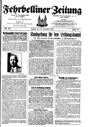 Fehrbelliner Zeitung vom 10.12.1937