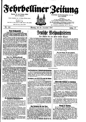 Fehrbelliner Zeitung vom 20.12.1937