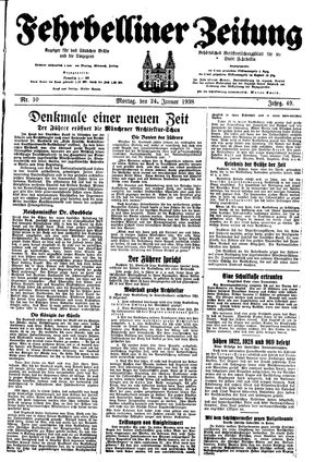Fehrbelliner Zeitung vom 24.01.1938