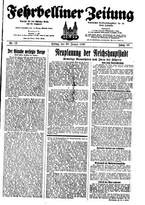 Fehrbelliner Zeitung vom 28.01.1938