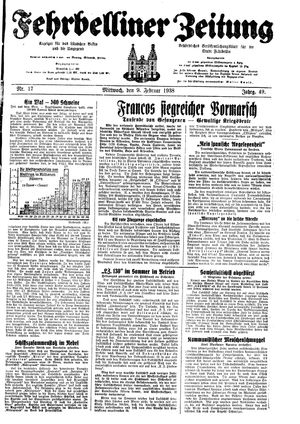 Fehrbelliner Zeitung vom 09.02.1938