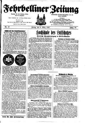Fehrbelliner Zeitung vom 04.03.1938