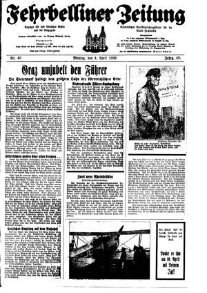 Fehrbelliner Zeitung vom 04.04.1938