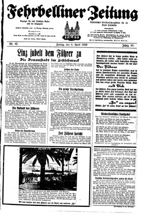 Fehrbelliner Zeitung on Apr 8, 1938