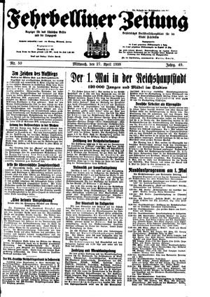 Fehrbelliner Zeitung on Apr 27, 1938