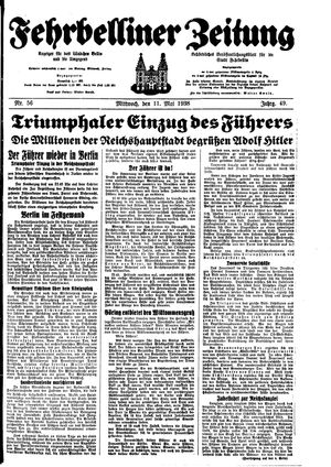 Fehrbelliner Zeitung vom 11.05.1938