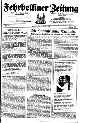 Fehrbelliner Zeitung vom 13.05.1938
