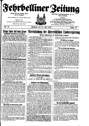 Fehrbelliner Zeitung on May 25, 1938