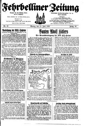Fehrbelliner Zeitung vom 13.06.1938