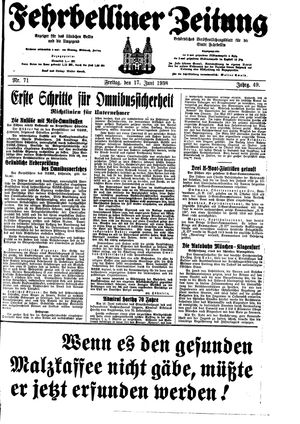 Fehrbelliner Zeitung vom 17.06.1938