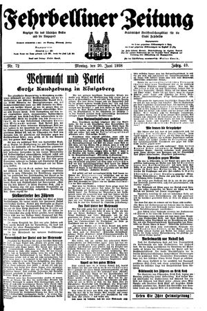 Fehrbelliner Zeitung vom 20.06.1938