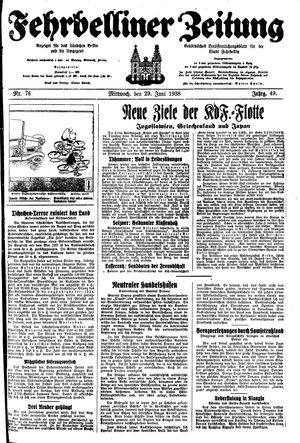 Fehrbelliner Zeitung vom 29.06.1938