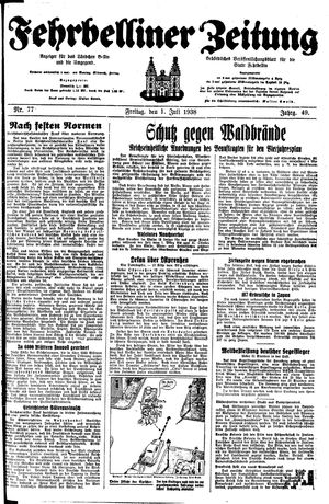 Fehrbelliner Zeitung vom 01.07.1938