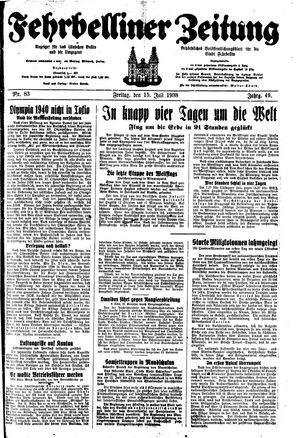 Fehrbelliner Zeitung vom 15.07.1938