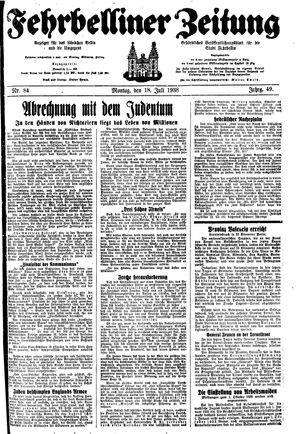 Fehrbelliner Zeitung vom 18.07.1938