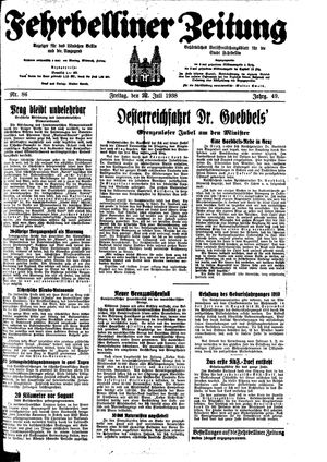 Fehrbelliner Zeitung vom 22.07.1938