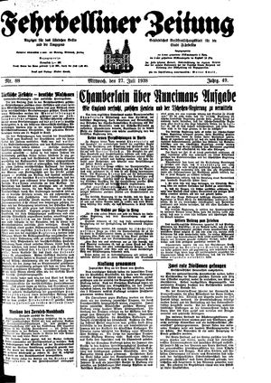 Fehrbelliner Zeitung vom 27.07.1938