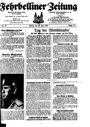 Fehrbelliner Zeitung vom 29.07.1938