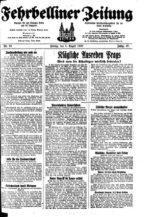 Fehrbelliner Zeitung vom 05.08.1938