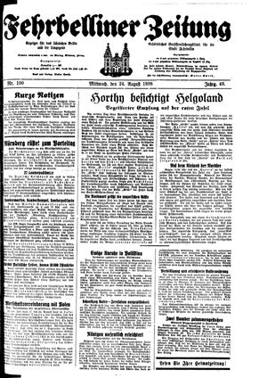Fehrbelliner Zeitung vom 24.08.1938