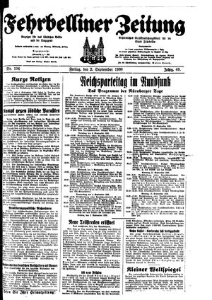 Fehrbelliner Zeitung on Sep 2, 1938