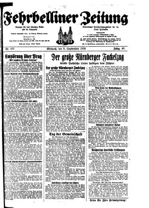 Fehrbelliner Zeitung vom 09.09.1938