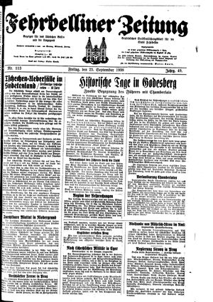 Fehrbelliner Zeitung vom 23.09.1938
