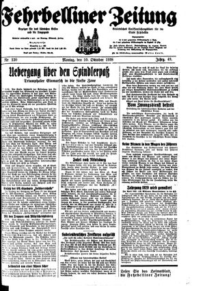 Fehrbelliner Zeitung on Oct 10, 1938