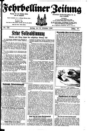 Fehrbelliner Zeitung vom 14.10.1938