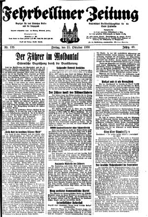 Fehrbelliner Zeitung vom 21.10.1938