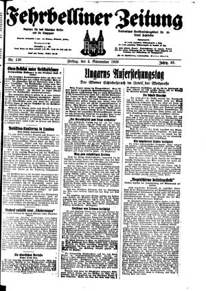Fehrbelliner Zeitung vom 04.11.1938