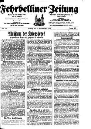 Fehrbelliner Zeitung vom 07.11.1938