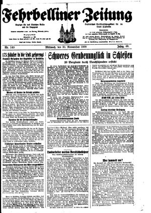 Fehrbelliner Zeitung vom 30.11.1938