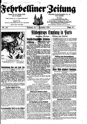 Fehrbelliner Zeitung vom 07.12.1938