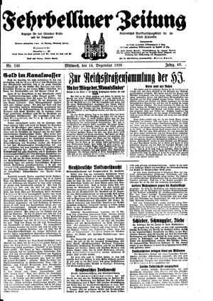 Fehrbelliner Zeitung vom 14.12.1938