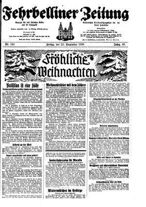Fehrbelliner Zeitung vom 23.12.1938