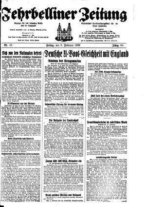 Fehrbelliner Zeitung vom 03.02.1939