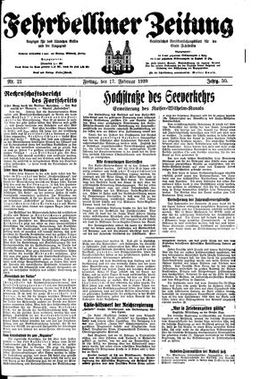 Fehrbelliner Zeitung on Feb 17, 1939