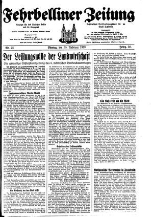 Fehrbelliner Zeitung on Feb 20, 1939