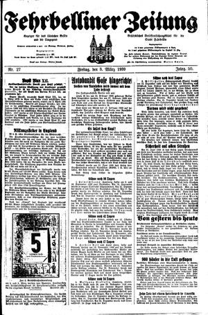 Fehrbelliner Zeitung on Mar 3, 1939